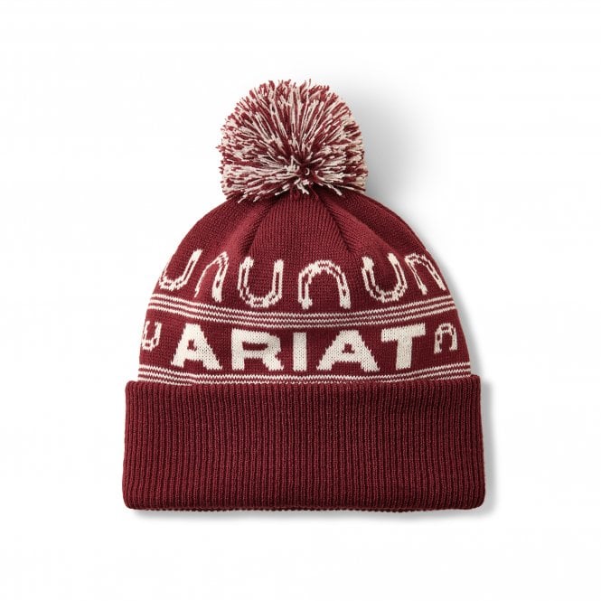 Ariat  Apres Womens Pom Pom Beanie - Burgundy