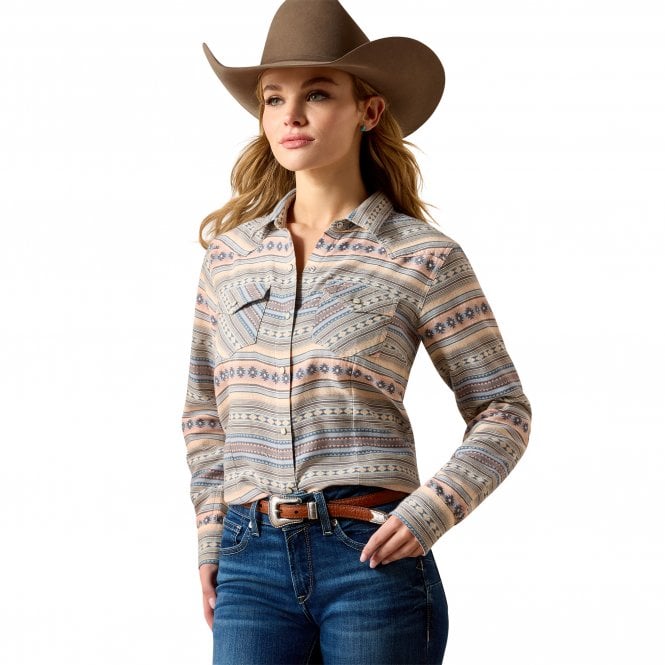 Ariat  Arizona Western Womens Snap Shirt - Ombre Blue Southwest