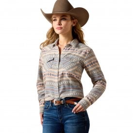 Ariat Arizona Western Womens Snap Shirt - Ombre Blue Southwest
