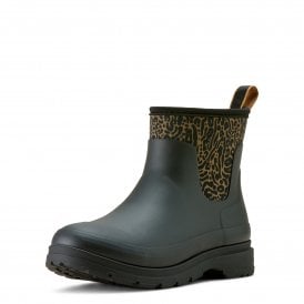 Ariat Kelmarsh Womens Shortie Rubber Wellington Boot - Black/Ocelot Print