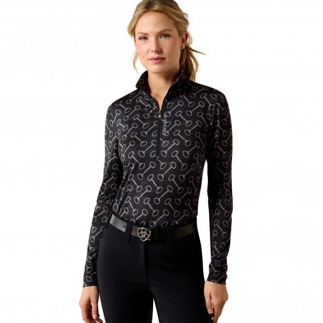 Ariat  Lunaveil 1/2 Zip Womens Baselayer - Black French Link Print