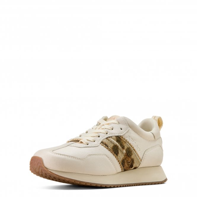 Ariat  Ranch Runner Womens Trainer -  Bright Cream/Gilded Leopard Hair On