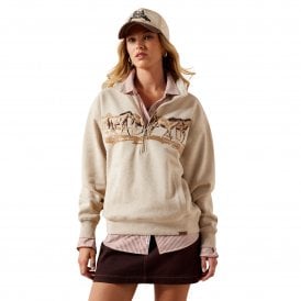 Ariat Running Wild Womens 1/2 Zip Sweatshirt - Oatmeal Heather