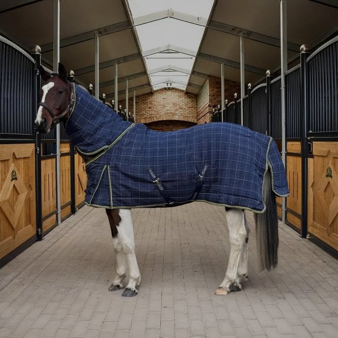 Asker  200g Combo Pony/Horse Mediumweight Stable Rug - Navy Blue Check