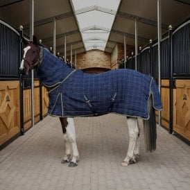 Asker 200g Combo Pony/Horse Mediumweight Stable Rug - Navy Blue Check