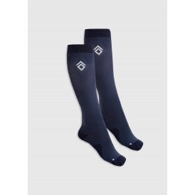 Aztec Diamond Pressure Padded Socks (Twin Pack) - Navy Blue