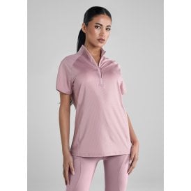 Aztec Diamond Short Sleeve Womens Ventilated Shirt - Pink