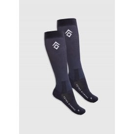 Aztec Diamond Underboot Socks (Twin Pack) - Navy Blue