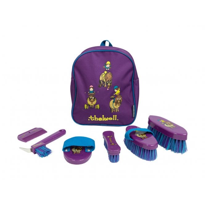 Battles Hy Equestrian Thelwell Collection Pony Friends Complete Grooming Kit Rucksack - Imperial Purple/Pacific Blue