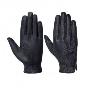 Hy5 Childrens Leather Riding Gloves - Black