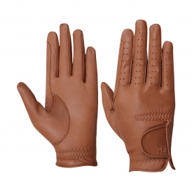 Hy5 Childrens Leather Riding Gloves - Light Brown
