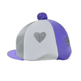 Little Rider Love Heart Glitter Hat Cover - Lilac/Silver/White
