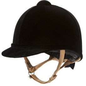 Charles Owen Fian Riding Hat - Black With Flesh Harness