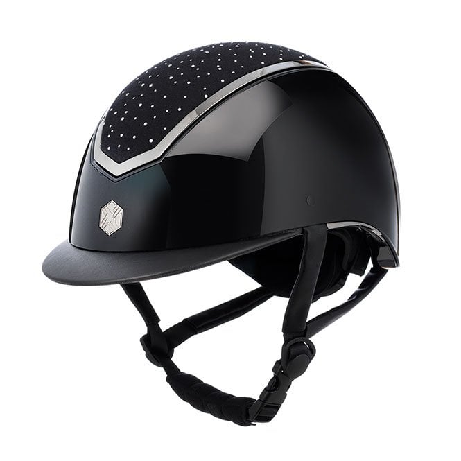 Charles Owen  Kylo Crystal Riding Hat - Black Gloss/Chrome