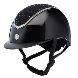 Charles Owen Kylo Crystal Riding Hat - Black Gloss/Chrome