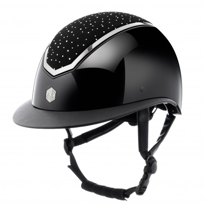 Charles Owen  Kylo Crystal WIDE Peak Riding Hat - Black Gloss/Chrome