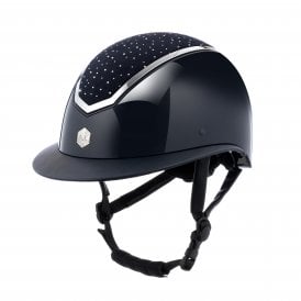 Charles Owen Kylo Crystal WIDE Peak Riding Hat - Navy Gloss/Silver