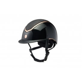 Charles Owen Kylo Sparkly Riding Hat - Black Gloss/Rose Gold