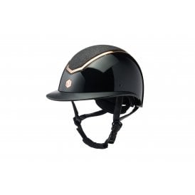 Charles Owen Kylo Sparkly WIDE PEAK Riding Hat - Black Gloss/Rose Gold