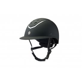 Charles Owen Kylo WIDE Peak Riding Hat - Black Matte/Silver