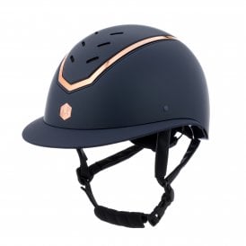 Charles Owen Kylo WIDE Peak Riding Hat - Navy Matte/Rose Gold
