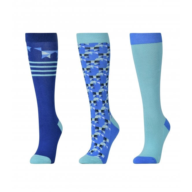 Dublin  Kids 3 Pack Childrens Socks - Light Mint Geo Ponies