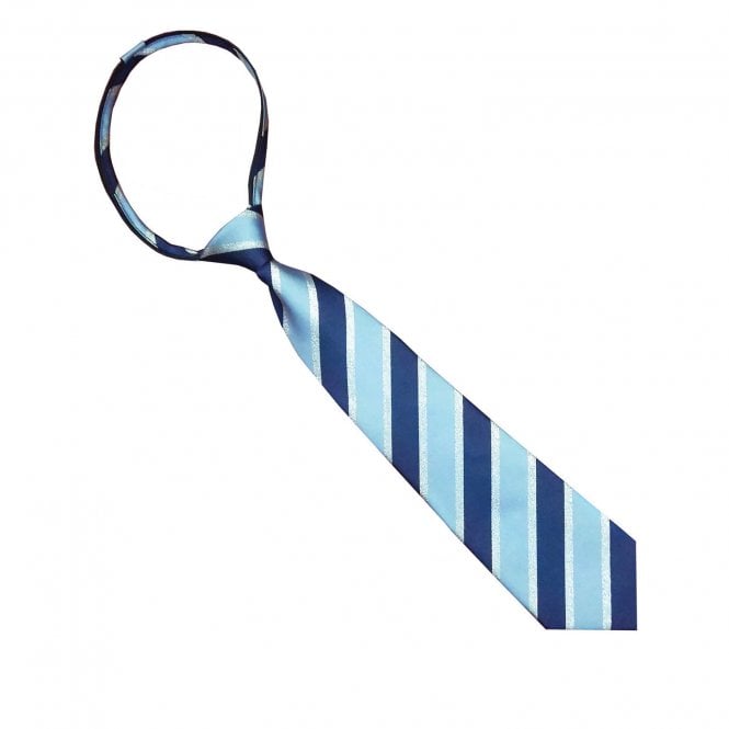 Equetech  Adults Lurex Stipe Zipper Tie - Navy/Lt Blue/Silver