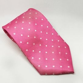 Equetech Adults Polka Dot Show Tie - Fuchsia/White