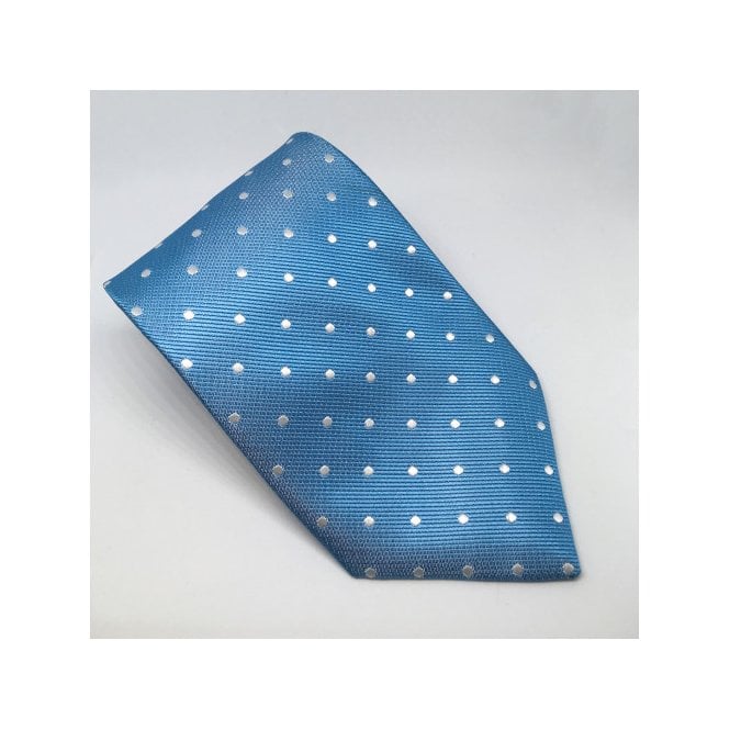 Equetech  Adults Polka Dot Show Tie - Lt Blue/White