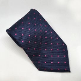 Equetech Adults Polka Dot Show Tie - Navy/Cerise