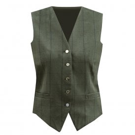 Equetech Bellingham Tweed Womens Showing Waistcoat - Green