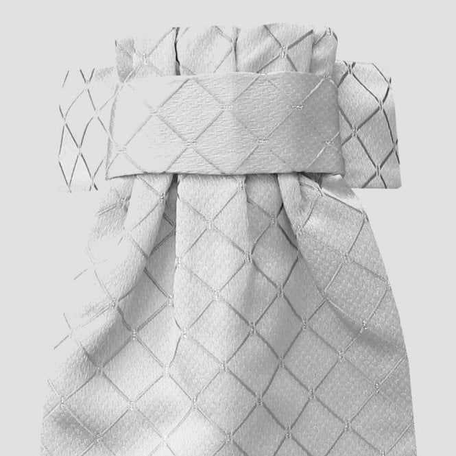 Equetech  Deluxe Ready-Tied Stock - Diamond Jacquard White/Silver