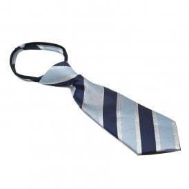 Equetech Junior Lurex Stipe Zipper Tie - Navy/Lt Blue/Silver