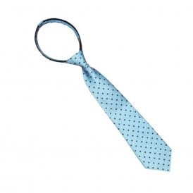 Equetech Junior Polka Dot Show Zipper Tie - Lt Blue/Navy