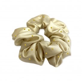 Equetech Pin Spot Scrunchie - Cream/Metallic Gold