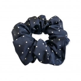 Equetech Pin Spot Scrunchie - Navy/White