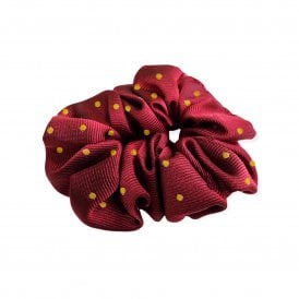 Equetech Polka Dot Hair Scrunchie - Burgundy/Canary Gold