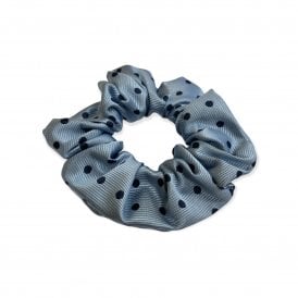 Equetech Polka Dot Hair Scrunchie - Lt Blue/Navy