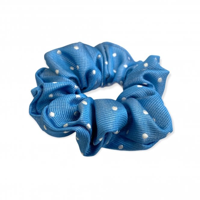 Equetech  Polka Dot Hair Scrunchie - Lt Blue/White