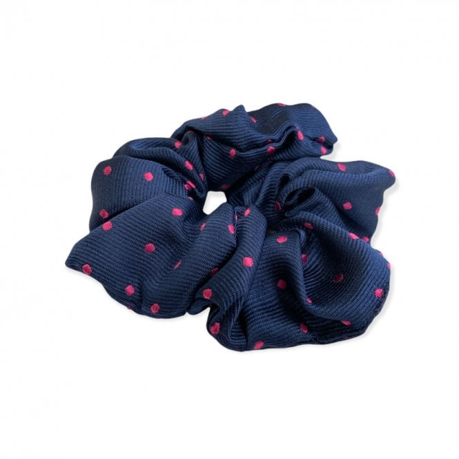 Equetech  Polka Dot Hair Scrunchie - Navy/Cerise