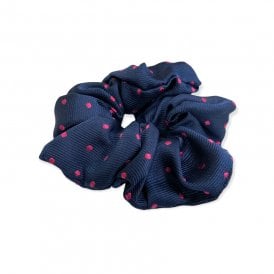 Equetech Polka Dot Hair Scrunchie - Navy/Cerise