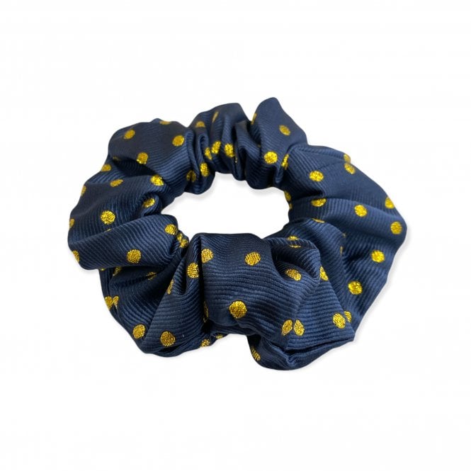 Equetech  Polka Dot Hair Scrunchie - Navy/Gold Metallic