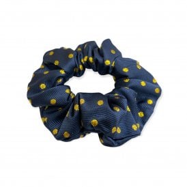 Equetech Polka Dot Hair Scrunchie - Navy/Gold Metallic
