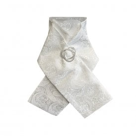 Equetech Ready-Tied Stock - Paisley Brocade White
