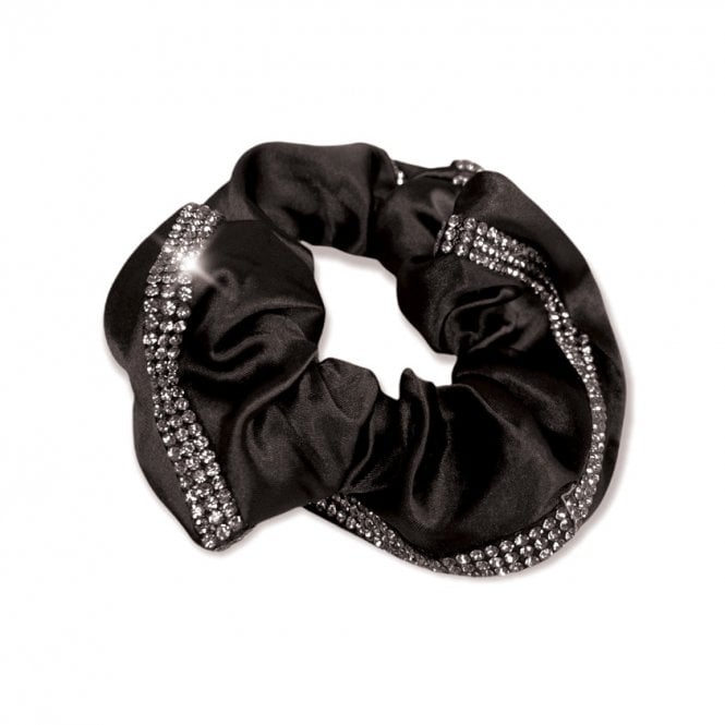 Equetech  Satin Deluxe Crystal Hair Scrunchie - Black