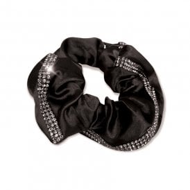 Equetech Satin Deluxe Crystal Hair Scrunchie - Black