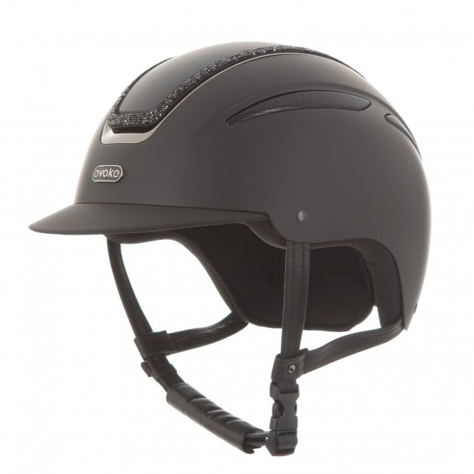 Evoke  Callisto Classic Peak Riding Hat - Black/Black Crystal Frame