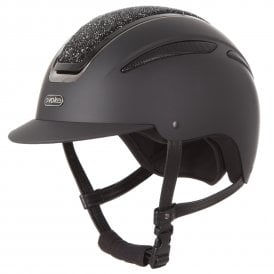 Evoke Callisto Classic Peak Riding Hat - Black/Black Crystal