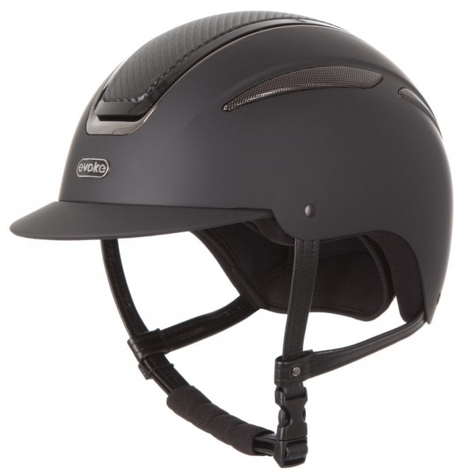 Evoke  Callisto Classic Peak Riding Hat - Black Carbon/Gunmetal