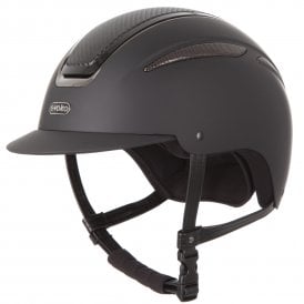 Evoke Callisto Classic Peak Riding Hat - Black Carbon/Gunmetal